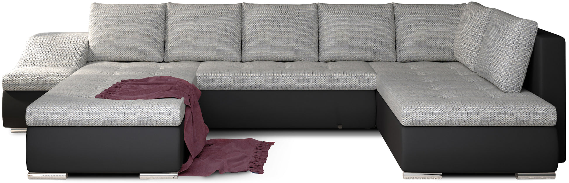 Narożnik Giovanni Berlin 01 szary / Soft 11 czarny – widok frontowy narożnika modułowego