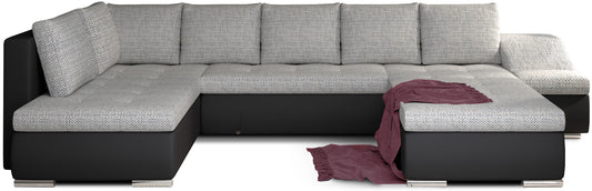 Narożnik Giovanni szary Berlin 01 z czarnymi elementami Soft 11, duża modułowa sofa narożna na białym tle