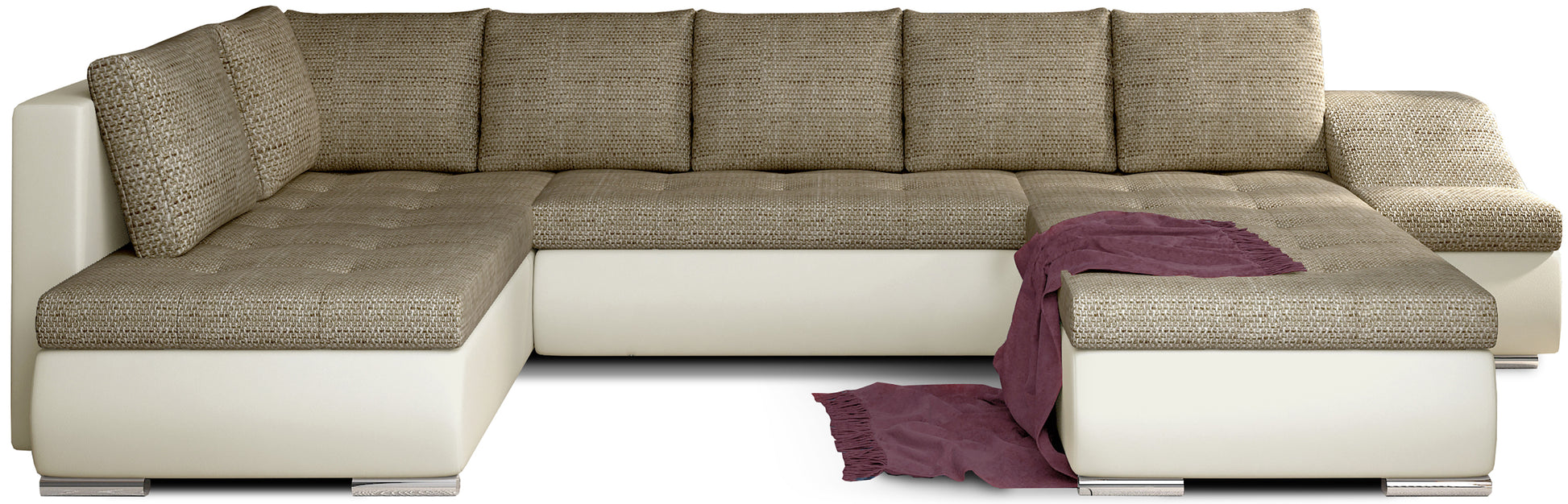 Narożnik Giovanni beżowy Berlin 03 i Soft 33, duża modułowa sofa narożna na białym tle