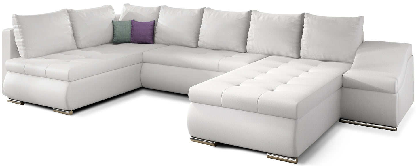 Narożnik Giovanni biały Soft 17, duża modułowa sofa narożna na białym tle