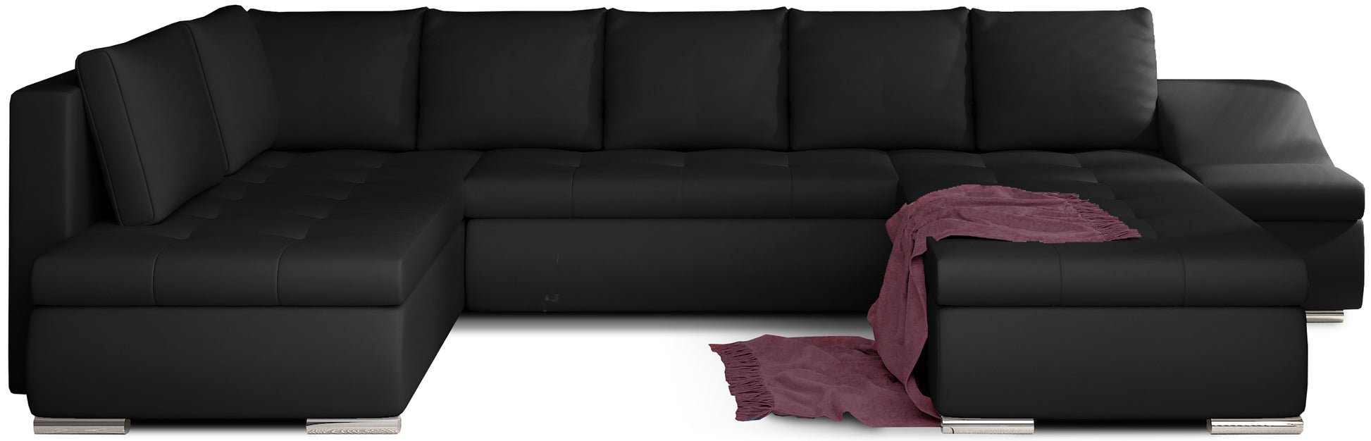 Narożnik Giovanni czarny Soft 11, duża modułowa sofa narożna na białym tle