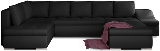 Narożnik Giovanni czarny Soft 11, duża modułowa sofa narożna na białym tle