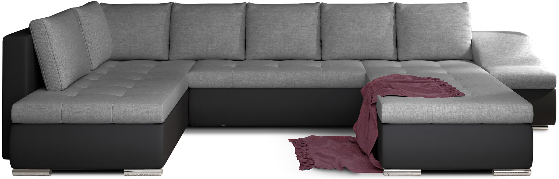 Narożnik Giovanni ciemnoszary Sawana 05 z czarnymi elementami Soft 11, modułowa sofa narożna na białym tle