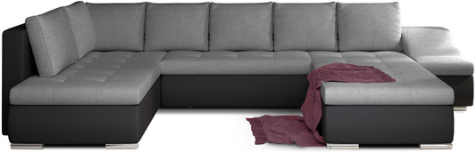 Narożnik Giovanni ciemnoszary Sawana 05 z czarnymi elementami Soft 11, modułowa sofa narożna na białym tle