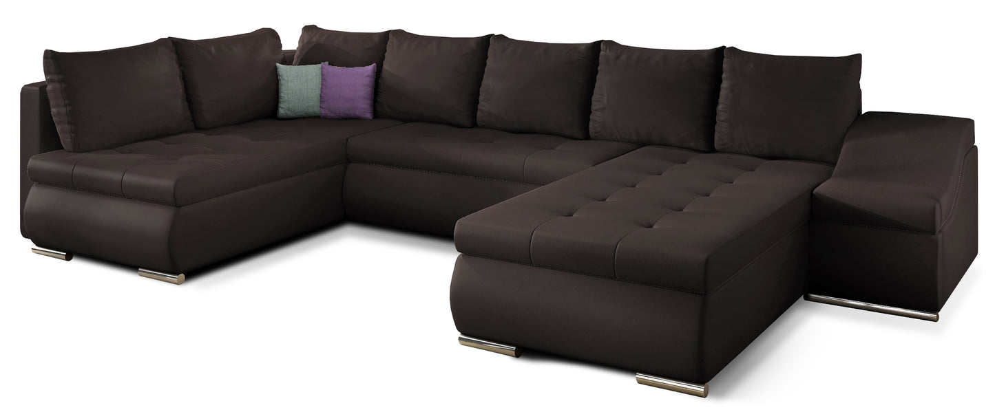 Narożnik Giovanni brązowy Soft 66, duża modułowa sofa narożna na białym tle