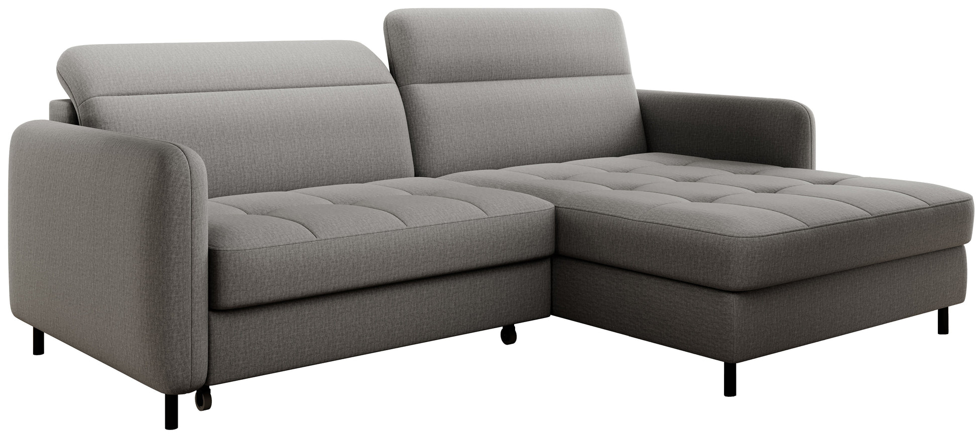 Narożnik Gomsi Manhattan 03 jasnoszary na białym tle, układ prawy, widok pod kątem z lewej strony.