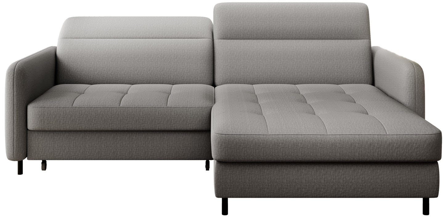 Narożnik Gomsi Manhattan 03 jasnoszary na białym tle, układ prawy, widok z przodu.