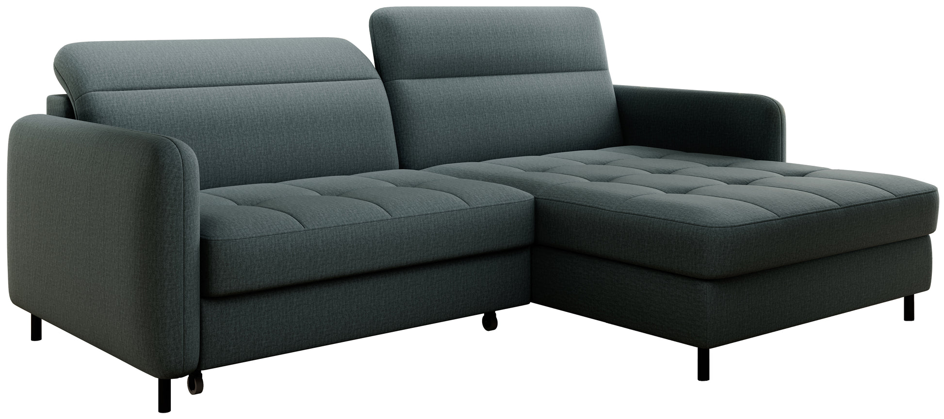 Narożnik Gomsi Manhattan 38 zielony na białym tle, układ prawy, widok pod kątem z lewej strony.