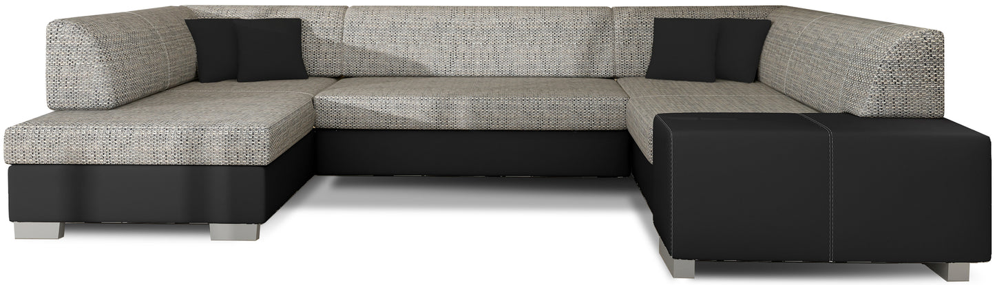 Narożnik Havana Berlin 01 szary z czarnymi elementami Soft 11, nowoczesna sofa narożna na białym tle