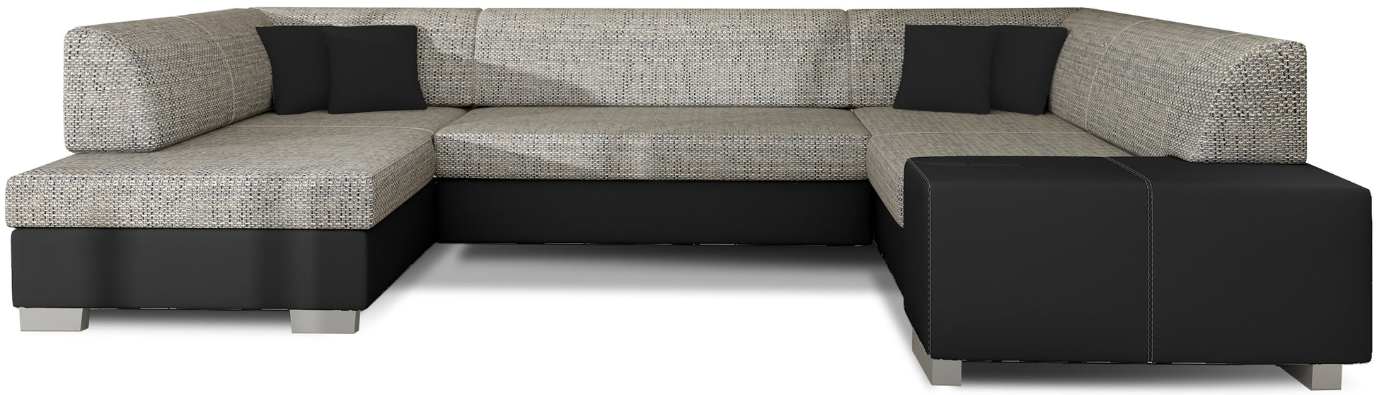 Narożnik Havana Berlin 01 szary z czarnymi elementami Soft 11, nowoczesna sofa narożna na białym tle