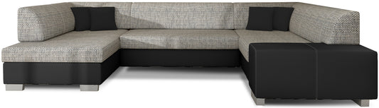 Narożnik Havana Berlin 01 szary z czarnymi elementami Soft 11, nowoczesna sofa narożna na białym tle