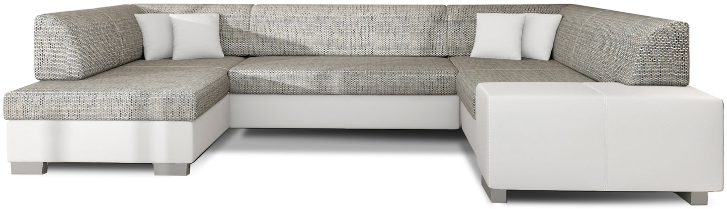 Narożnik Havana Berlin 01 szary z białymi elementami Soft 17, nowoczesna sofa narożna na białym tle
