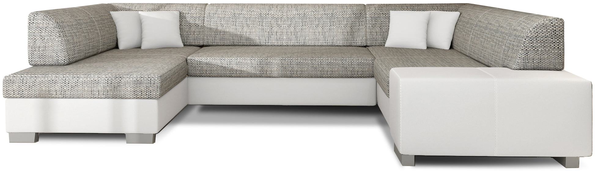 Narożnik Havana Berlin 01 szary z białymi elementami Soft 17, nowoczesna sofa narożna na białym tle