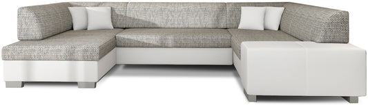 Narożnik Havana Berlin 01 szary z białymi elementami Soft 17, nowoczesna sofa narożna na białym tle