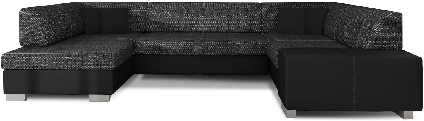 Narożnik Havana Berlin 02 czarny z czarnymi elementami Soft 11, nowoczesna sofa narożna na białym tle