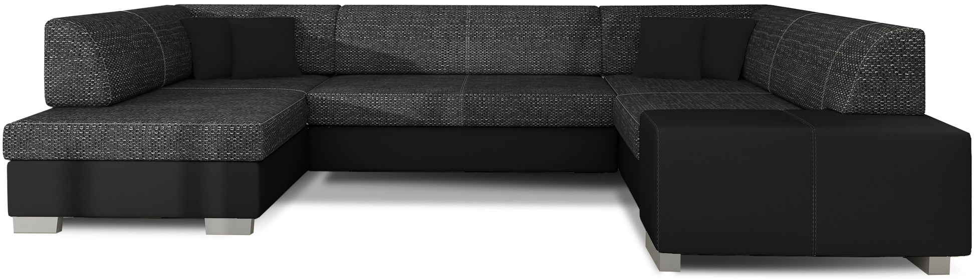 Narożnik Havana Berlin 02 czarny z czarnymi elementami Soft 11, nowoczesna sofa narożna na białym tle