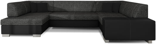 Narożnik Havana Berlin 02 czarny z czarnymi elementami Soft 11, nowoczesna sofa narożna na białym tle