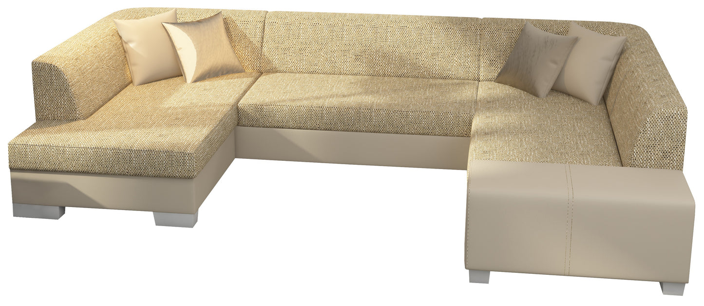 Narożnik Havana Berlin 03 beżowy z beżowymi elementami Soft 33, nowoczesna sofa narożna na białym tle