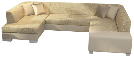 Narożnik Havana Berlin 03 beżowy z beżowymi elementami Soft 33, nowoczesna sofa narożna na białym tle