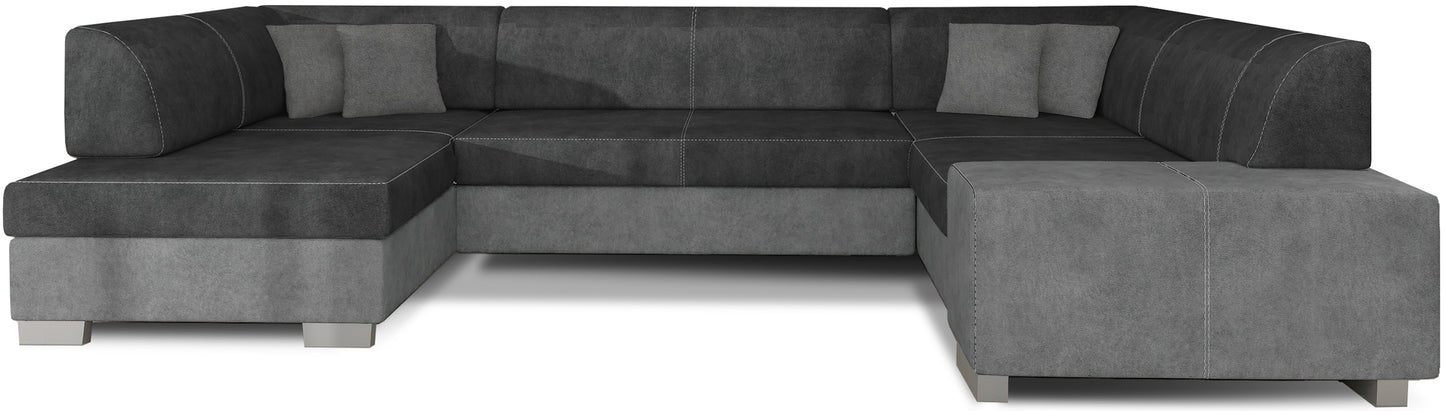 Narożnik Havana ciemnoszary Dora 96 z szarymi elementami Dora 90, nowoczesna sofa narożna na białym tle