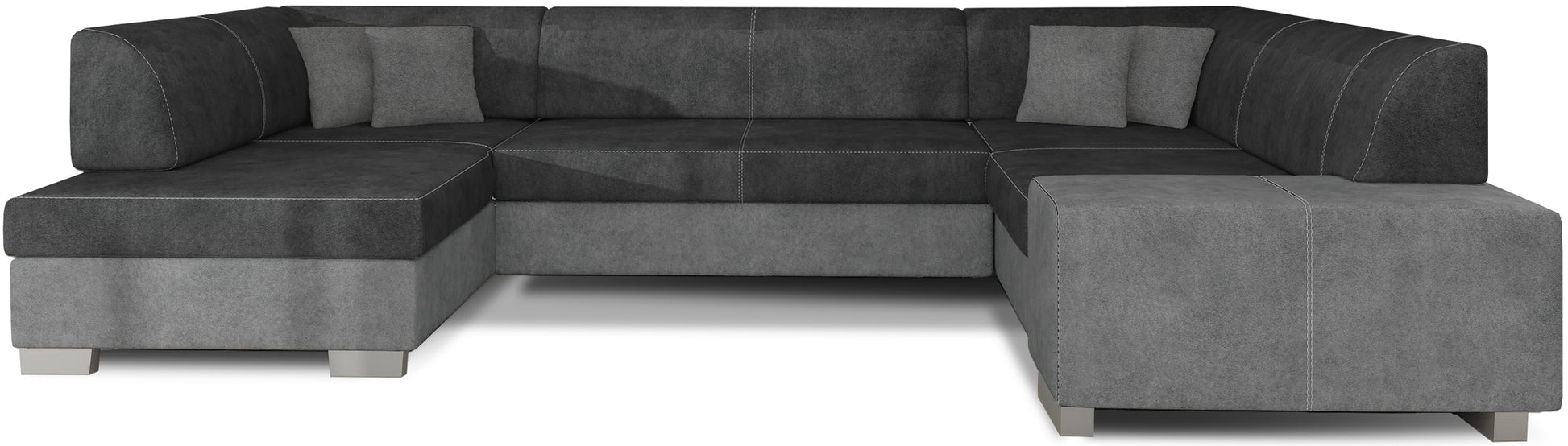 Narożnik Havana ciemnoszary Dora 96 z szarymi elementami Dora 90, nowoczesna sofa narożna na białym tle