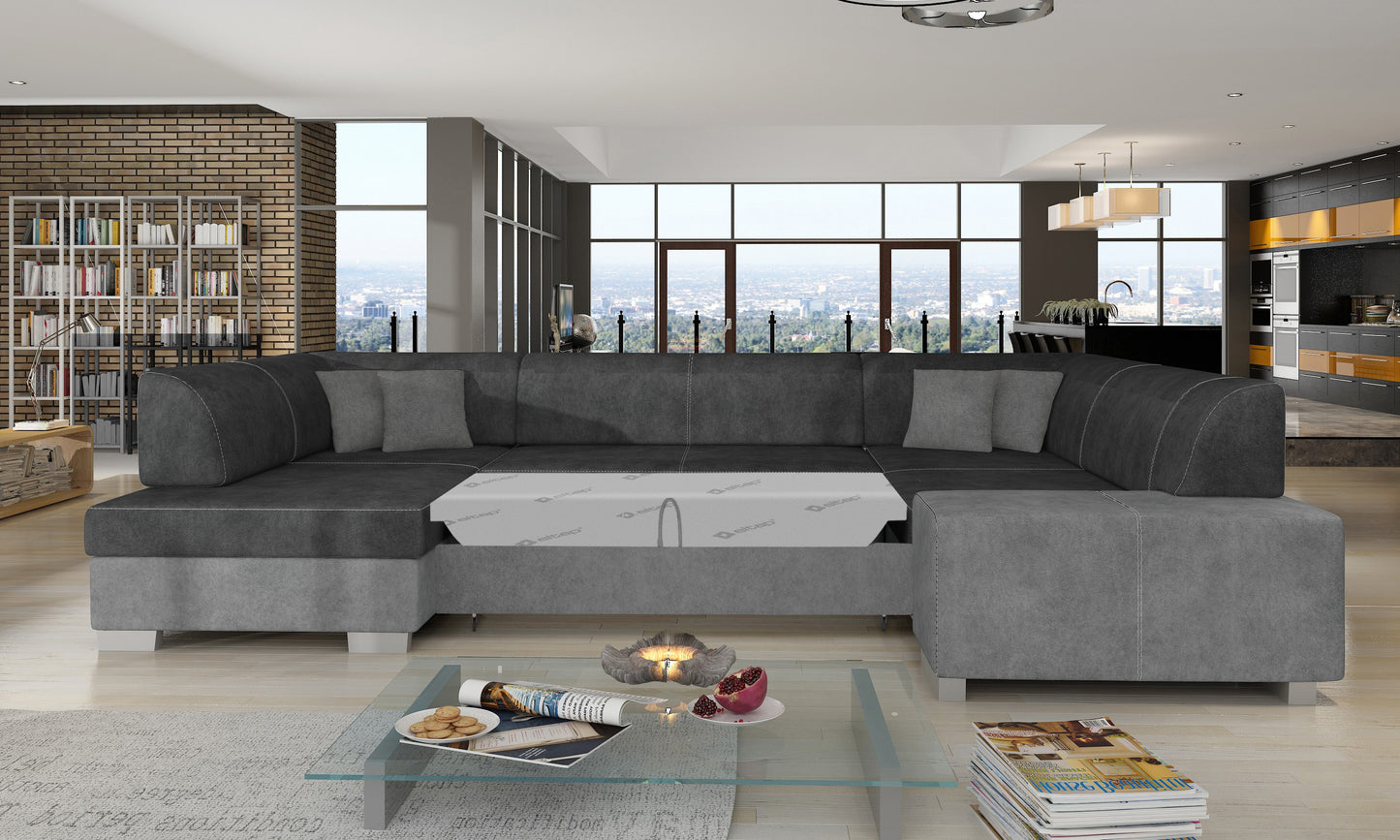 Narożnik Havana Dora 96 i Dora 90, modułowa sofa prezentowana w przestronnym, nowoczesnym salonie