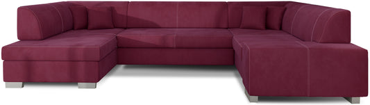 Narożnik Havana Matt Velvet 68 bordowy, nowoczesna sofa narożna w intensywnym bordowym odcieniu na białym tle