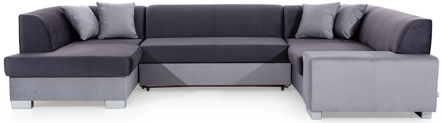 Narożnik Havana Monolith 97 ciemnoszary z bokami Monolith 84 szary, nowoczesna sofa narożna na białym tle