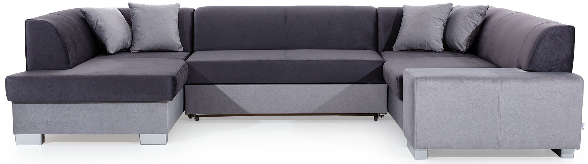Narożnik Havana Monolith 97 ciemnoszary z bokami Monolith 84 szary, nowoczesna sofa narożna na białym tle