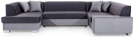 Narożnik Havana Monolith 97 ciemnoszary z bokami Monolith 84 szary, nowoczesna sofa narożna na białym tle