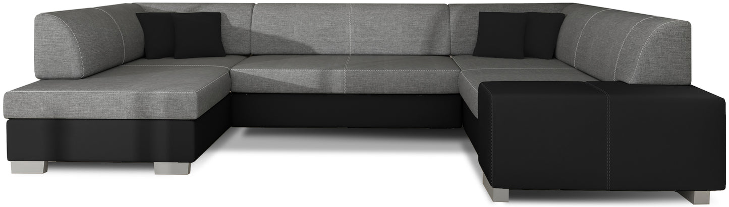 Narożnik Havana Sawana 05 ciemnoszary z czarnymi elementami Soft 11, nowoczesna sofa narożna na białym tle