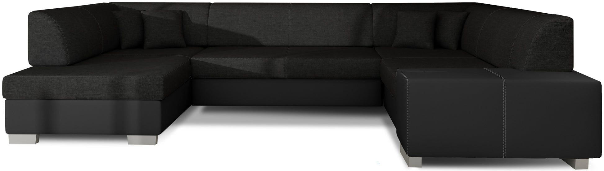 Narożnik Havana czarny Sawana 14 z czarnymi wykończeniami Soft 11, nowoczesna sofa narożna na białym tle