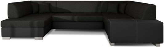Narożnik Havana czarny Sawana 14 z czarnymi wykończeniami Soft 11, nowoczesna sofa narożna na białym tle