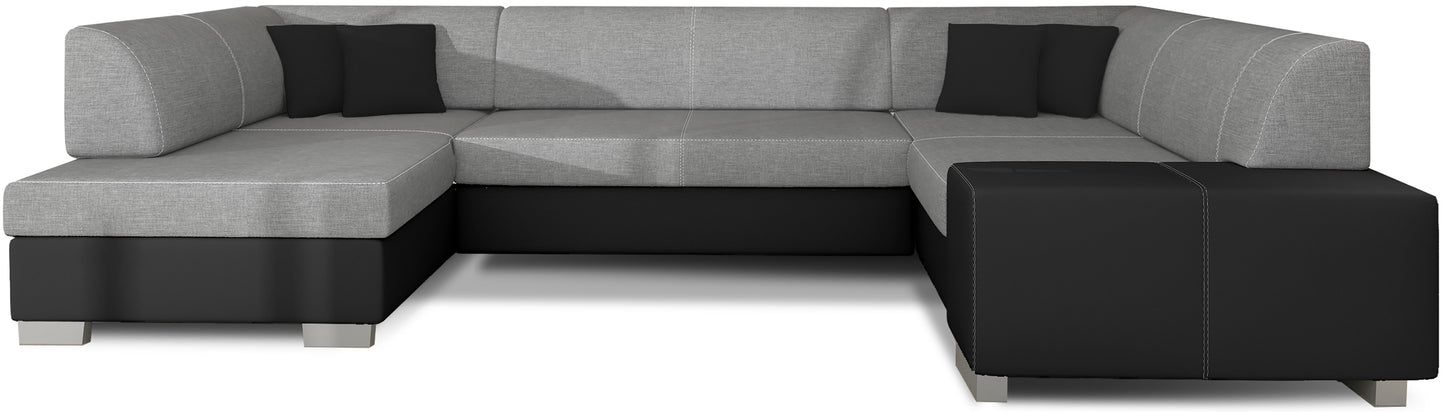 Narożnik Havana szary Sawana 21 z czarnymi elementami Soft 11, nowoczesna sofa narożna na białym tle