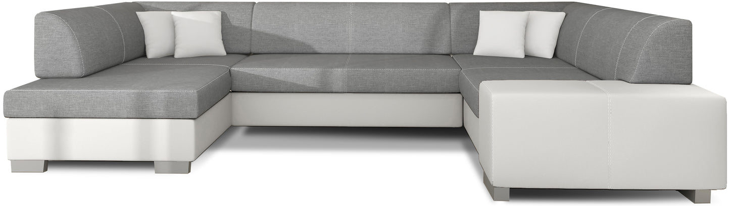 Narożnik Havana szary Sawana 21 z białymi elementami Soft 17, nowoczesna sofa narożna na białym tle