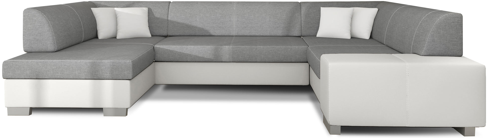 Narożnik Havana szary Sawana 21 z białymi elementami Soft 17, nowoczesna sofa narożna na białym tle