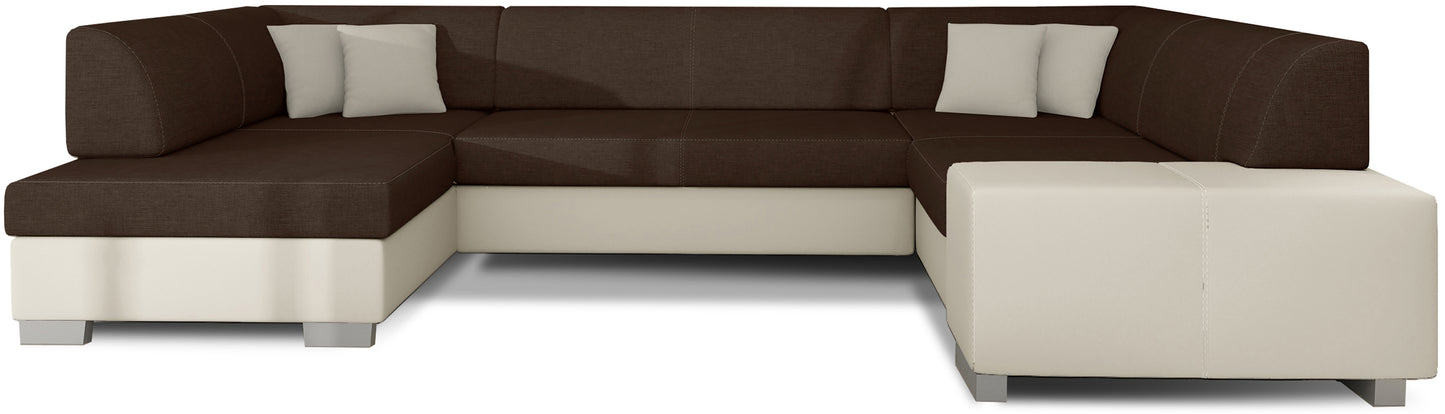 Narożnik Havana brązowy Sawana 26 z beżowymi bokami Soft 33, nowoczesna sofa narożna na białym tle