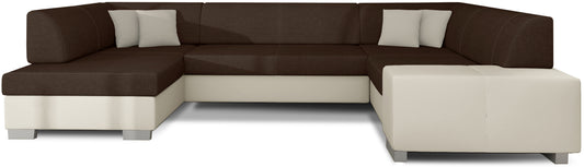 Narożnik Havana brązowy Sawana 26 z beżowymi bokami Soft 33, nowoczesna sofa narożna na białym tle