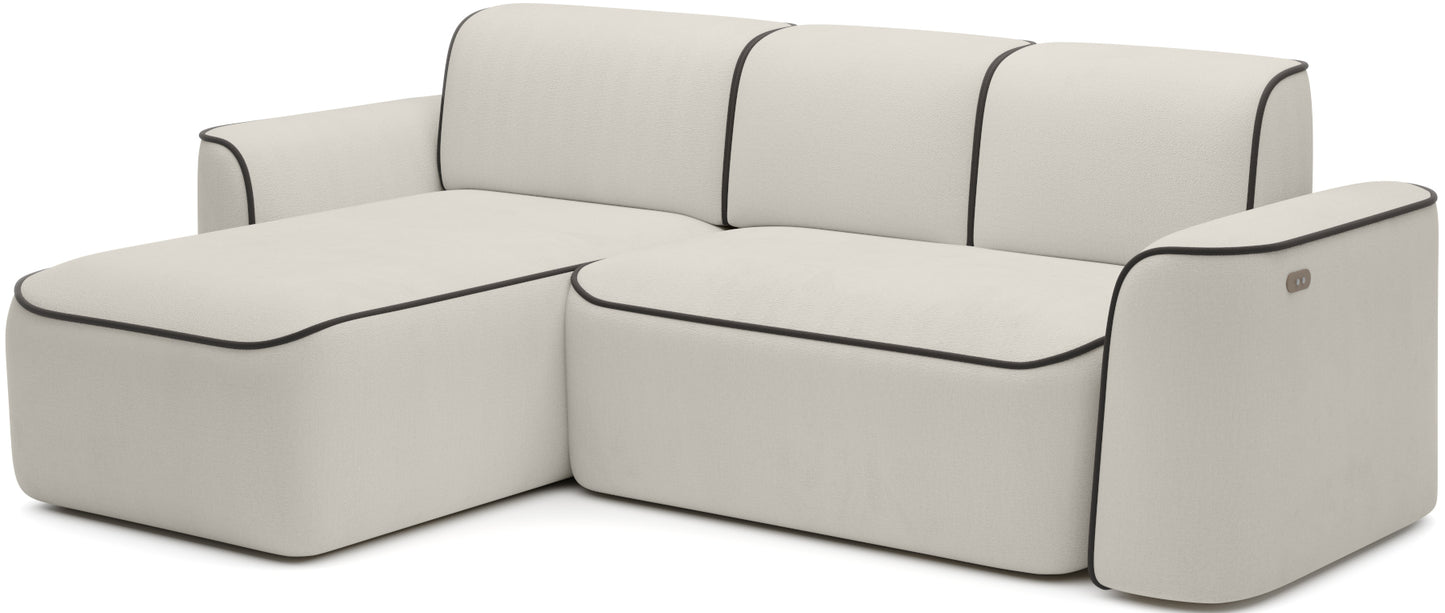 Narożnik Ume Amore 01 jasnobeżowy z brązową lamówką Velvetmat 22, układ prawy – widok pod lekkim kątem na białym tle.