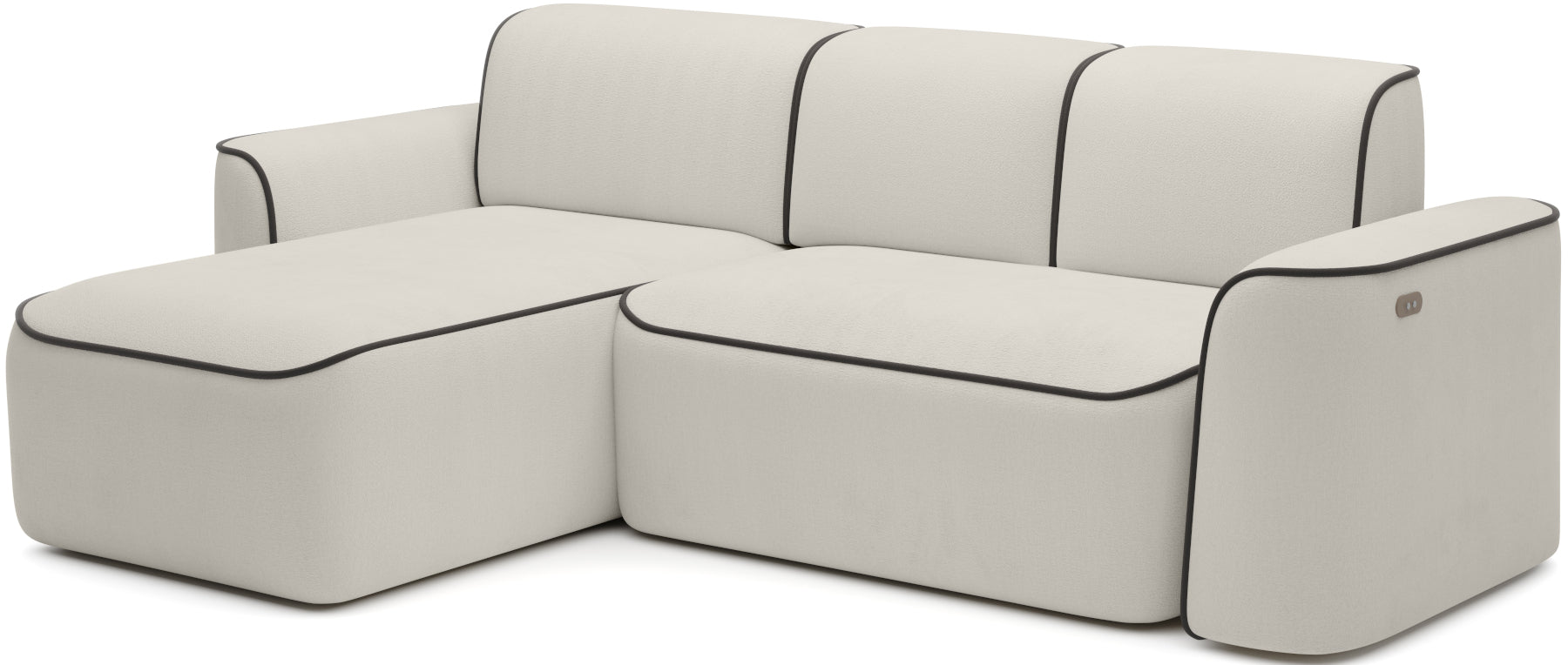 Narożnik Ume Amore 01 jasnobeżowy z brązową lamówką Velvetmat 22, układ prawy – widok pod lekkim kątem na białym tle.