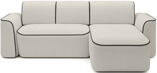 Narożnik Ume Amore 01 jasnobeżowy/Velvetmat 22 brązowy w układzie prawym, frontowy widok na białym tle.