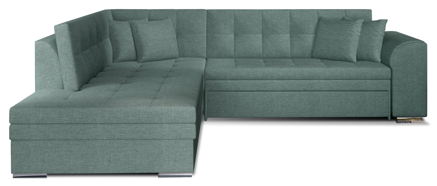 Stylowy narożnik Pieretta prawy Cover 70 w intensywnym niebieskim kolorze doskonale sprawdzi się w salonie, tworząc przytulną przestrzeń do odpoczynku i spotkań z bliskimi.