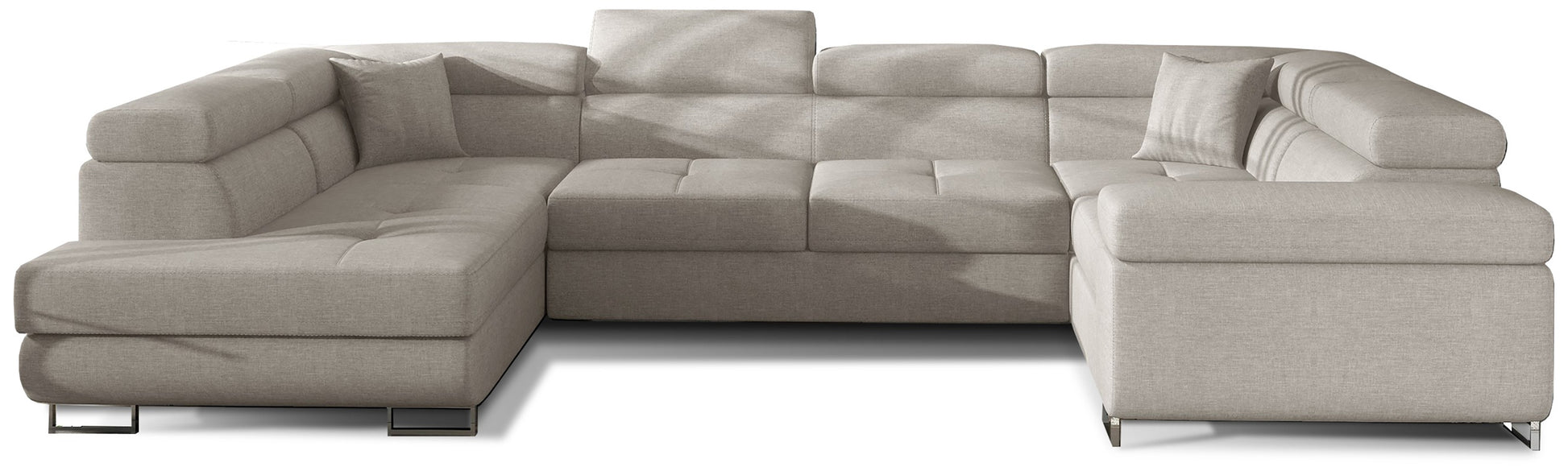 Narożnik Letto w tkaninie Cover 02 jasnoszary na metalowych nogach