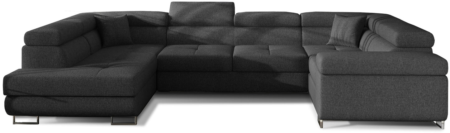 Narożnik Letto w tkaninie Inari 96 ciemnoszary na białym tle