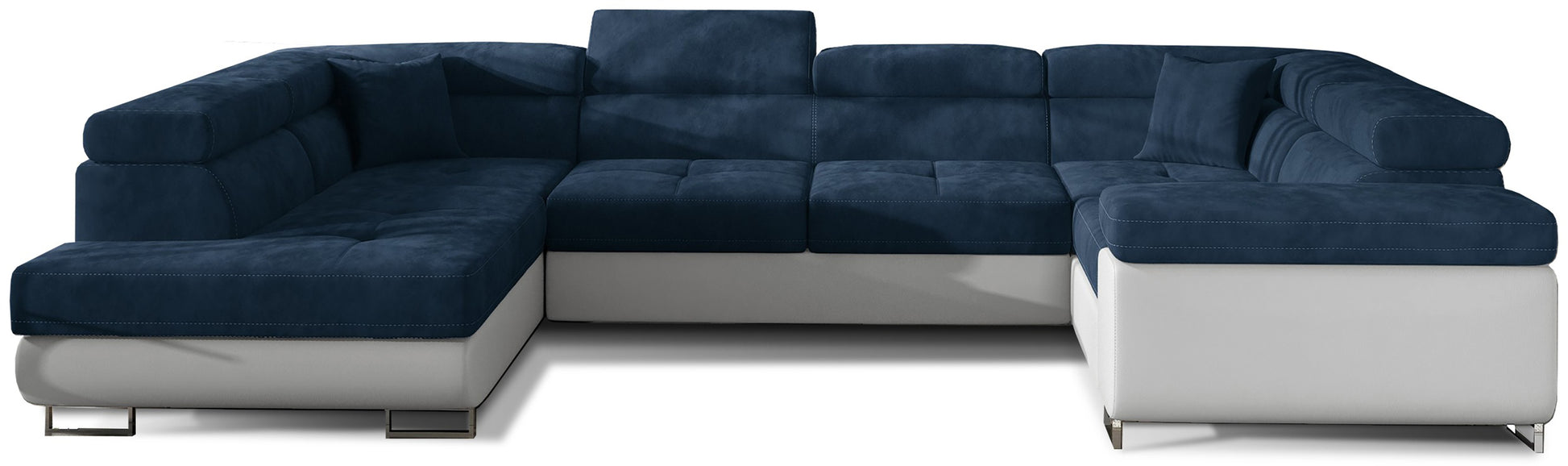 Narożnik Letto w tkaninie Kronos 09 granatowy z białą wstawką Soft 17 na białym tle
