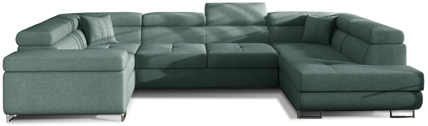 Narożnik Letto modułowy w tkaninie Cover 70 niebieski, widok całej sofy na białym tle