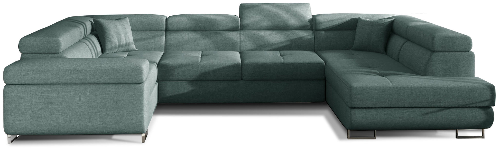 Narożnik Letto modułowy w tkaninie Cover 70 niebieski, widok całej sofy na białym tle