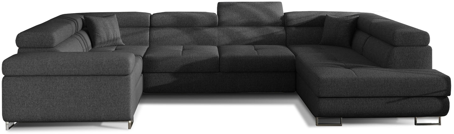 Narożnik Letto modułowy w tkaninie Inari 96 ciemnoszary, widok całej sofy na białym tle