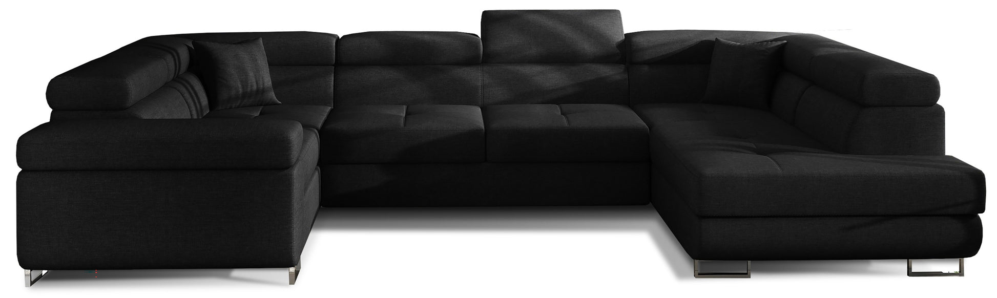 Narożnik Letto modułowy w tkaninie Sawana 14 czarny, widok całej sofy na białym tle
