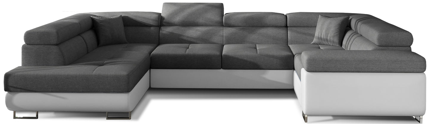Narożnik Letto Sawana 05 ciemnoszary z białymi wstawkami Soft 17